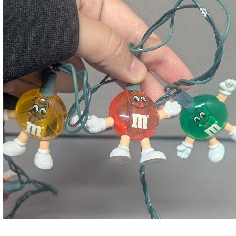 VTG M&M Character Christmas String Lights Red Orange Yellow Green 20 Lights Work